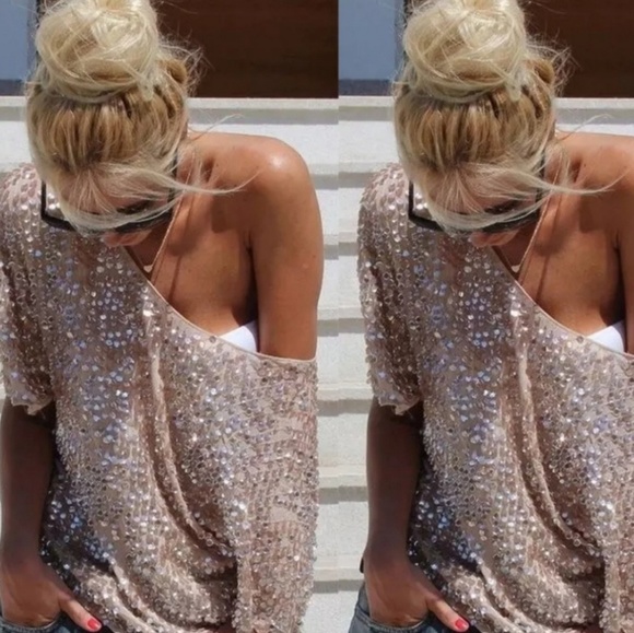 Tops - Sequin Off the Shoulder Top